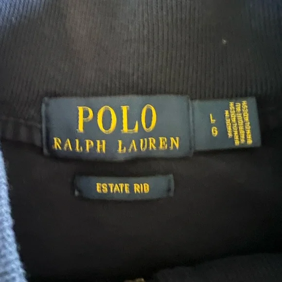 Polo by Ralph Lauren Large Blue Quarter Zip Pullover Mock Neck Sweater Orig $198